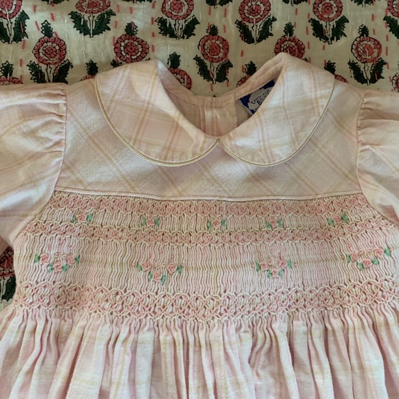 Toddler Girls Pink Long Sleeve Smocked Peter Pan Collar Dress 2T - Picture 4 of 5